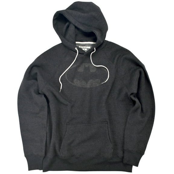 Batman Classic Shield Logo Tonal Unisex Adult Slim Fit Pull-Over Heather Hoodie, Charcoal, Small