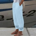 thumbnail image 2 of Seductiva Women's Lounge Pants Women's Cotton Linen Pants Summer Lightweight Elastic Waist Palazzo Harem Pants Baggy Trousers with Pockets Business Work Casual Pants 1PC, 2 of 5