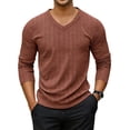 thumbnail image 2 of Hinvhai Men's Cotton V Neck Sweater Knitted Jumper Sweater Long Sleeve Pullover Top Brown XL(XL), 2 of 8