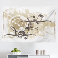 thumbnail image 1 of Music Tapestry, Color Splashes Violin Treble Chef Musical Notes Digital Illustration Print, Fabric Wall Hanging Decor for Bedroom Living Room Dorm, 2 Sizes, White and Multicolor, by Ambesonne, 1 of 1