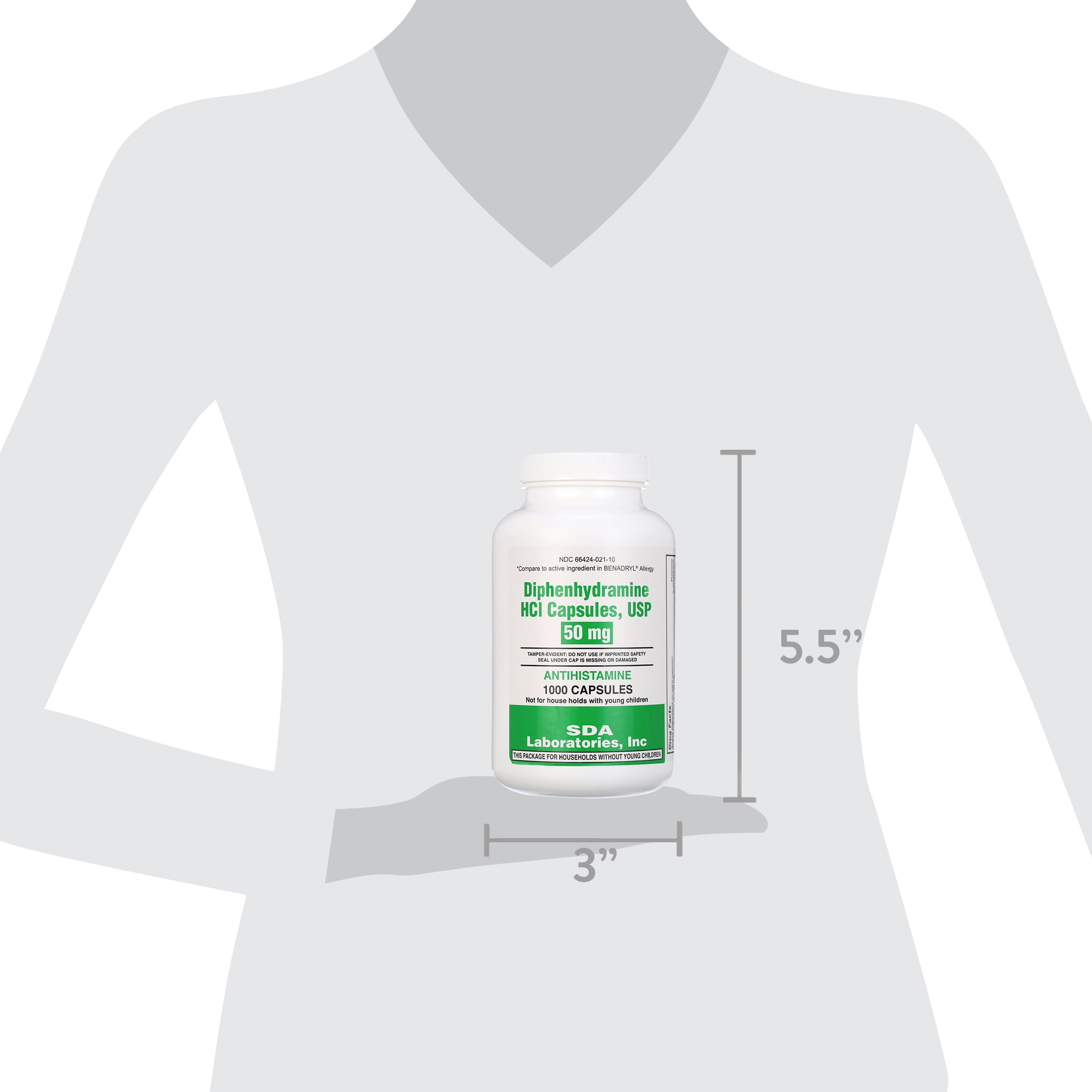 SDA Laboratories, INC Generic Benadryl Allergy - Diphenhydramine (50mg) - 1000 Capsules