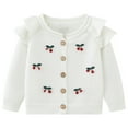 thumbnail image 1 of Lovzfmll Toddlers Kids Girls Ruffle Knit Cardigan, Button Front Warm Design, Ribbed Warm Winter Coat for Girls for 12 Months - 5 Years, 1 of 8
