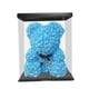 thumbnail image 5 of Oso de rosas con caja, adorable oso de flores preservadas, regalo artificial para bodas y fiestas. Azul, 5 of 9