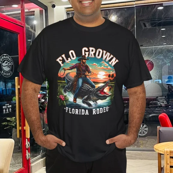 Retro Vintage Flo Grown Florida Rodeo Animal Ride Costume Fun Unisex T-Shirt up to Size 5XL