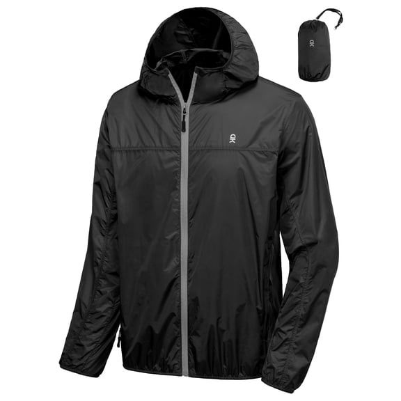 Little Donkey Andy Men's Waterproof Rain Jacket, Lightweight Windproof Outdoor Shell with Hood for Hiking Travel Golf Type A Rain Black S