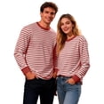 thumbnail image 5 of Long Sleeve Shirts for Men, Striped T Shirts for Men Casual Color Block Shirt Long Sleeve Trendy Summer Tops Mens Plus Size Classic Crew Neck Tee, 5 of 6