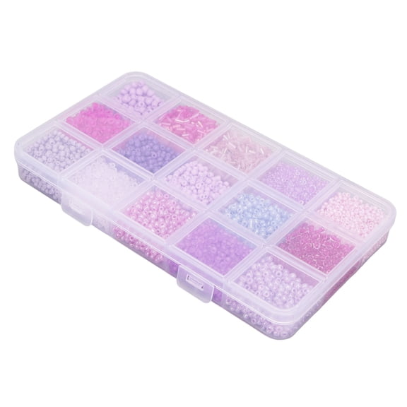 Perles de Rocaille Artisanales, Perles de Rocaille en Verre Emballage en Boîte en Plastique pour Couvre-Chef Vert Clair, Bleu, Jaune, Violet Clair