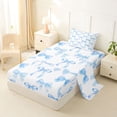thumbnail image 2 of Manfei Blue Preppy Bow Twin Sheet Sets For Girls,Kawaii Bowtie Stripe Bedding For Kids,3 Pieces, 2 of 6