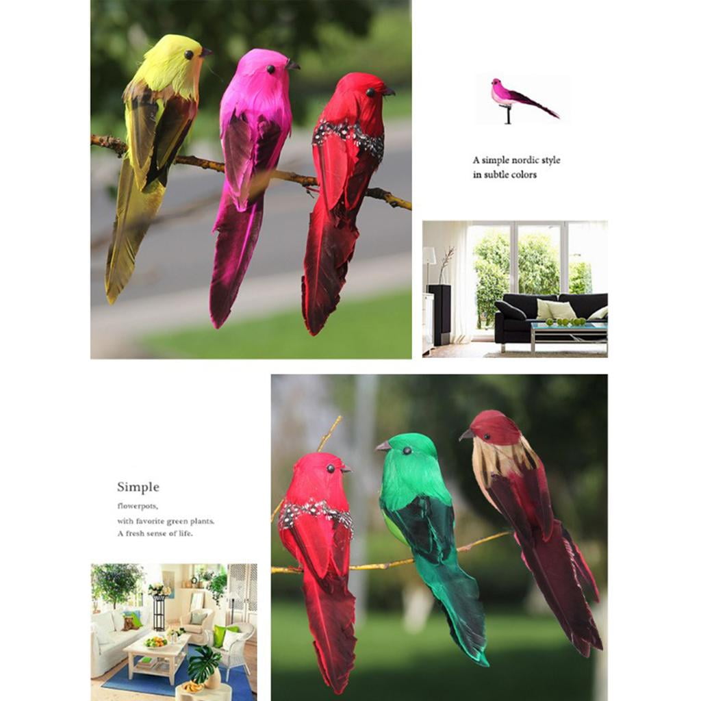 Handmade Small Artificial Bird Figurines Indoor Outdoor Landscape Decoration 