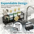 thumbnail image 4 of Extra Large Extendable Sponge Holder for Kitchen Sink, Rustproof Sink Caddy Organizer with High Brush Holder, Dish Soap Dispenser Organizers and Storage (Black), 4 of 6