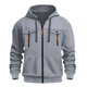 thumbnail image 1 of pstuiky camisas de manga larga para hombre, Sudadera con capucha multibolsillos para hombre, informal, de moda, con cremallera, color liso, manga larga Tops de hombre s, 1 of 3