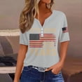 thumbnail image 2 of Evdexr We the People Shirt Women American Flag V Neck Independence Day Shirts Short Sleeve Plus Size Independence Day Shirts Red Blue and White Tees Light Gray 2XL, 2 of 5