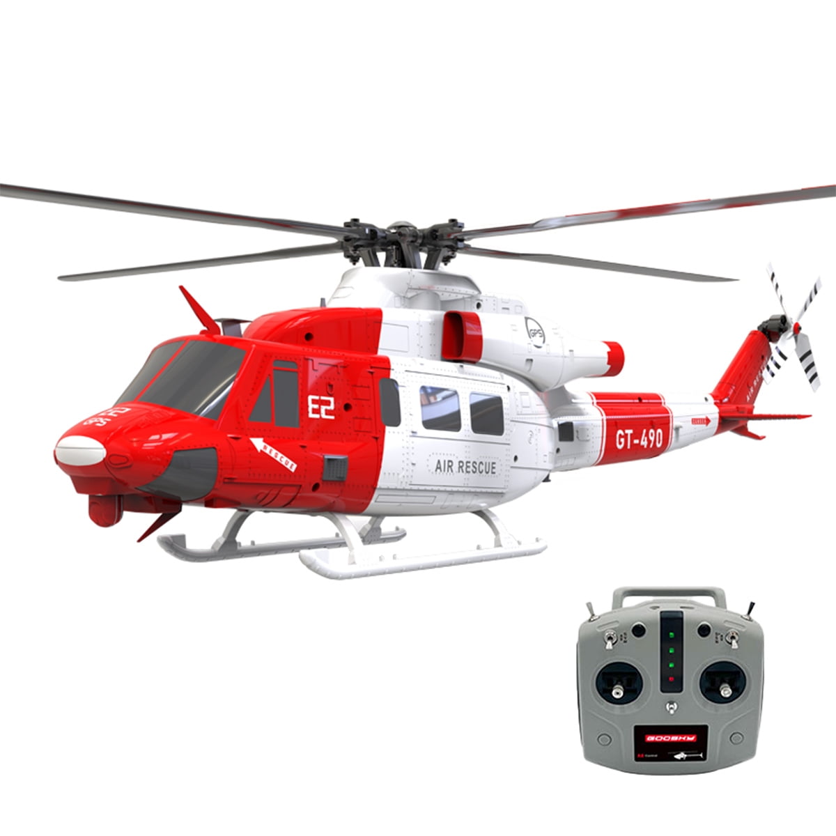 Remote Control Helicopter with GPS, E2 UH-1Y 2.4G 6CH Dual Brushless Direct Drive RC Simulation Helicopter Model with Lidar Positioning, Military RC Aircraft Outdoor