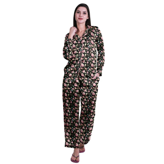 Moomaya Womens Pj Lounge Sets Long Sleeve Button Notch Collar Sleepwear