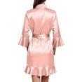 thumbnail image 3 of Deago Women's Satin Silky Robe Valentines Lingerie for Women Kimono Bathrobe Short Ruffle Belted Robes Bride Bridesmaids Sleepwear Dressing Gown (Pink, XL), 3 of 9