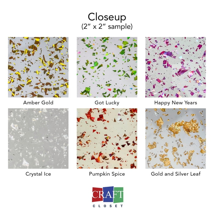 Glitz Acrylic Variety Pack– CO₂ Laser Variety Pack, 6 Sheets – 12x19 – 1/8” (2.6mm) Thick – Embedded Flake Sparkle – Glowforge Compatible - Craft Closet Brand