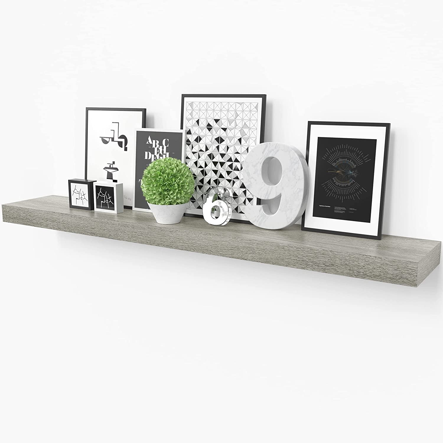 Ballucci 36" Floating Shelf, Wood Wall Mount Shelf with Invisible Bracket, 6" Deep, Gray