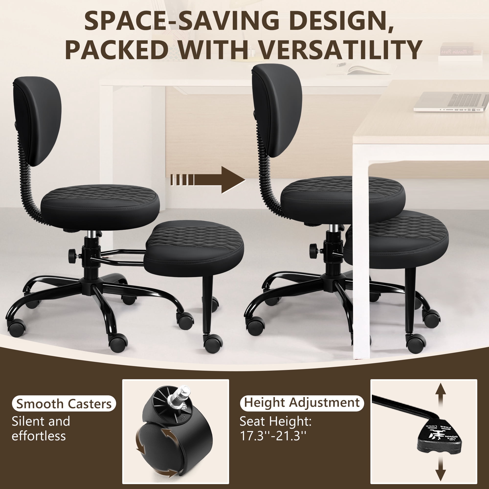 COOLHUT Cross Legged Office Chair, Meditation Chair with Lumbar Support, ADHD Desk Chair for Adults, Adjustable Height Yoga Office Chair, Kneeling Chair for Home Office, Black