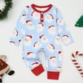 thumbnail image 2 of Pandaie Infant Baby Boy Girl Clothes Santa Long Sleeve Jumpsuit Newborn First Christmas Outfit One Piece Romper Blue 6-12 Months, 2 of 7