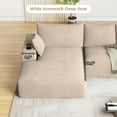 thumbnail image 3 of Wiilayok 113" L-Shape Cloud Sectional Couch with Oversized Chaise,Corduroy Fabric Modern Modular Sofa with Cup Holder, Comfy Boneless Upholstered Couches for Living Room Bedroom,Light Brown, 3 of 7