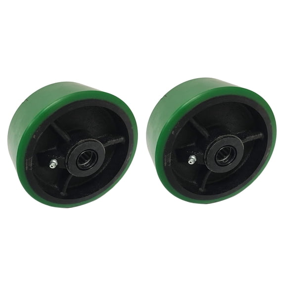 2 Green Polyurethane on Cast Iron 4" Wheel Set with Bearing