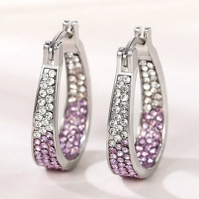 Statement Earrings for Women Girls Huggie Dangle Drop Hoop Earring Rhinestone Crystal Post