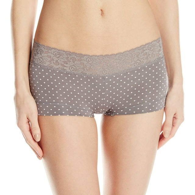 Maidenform Shorty en Coton pour Femmes avec Dentelle - Article à Succès, 8, Gris Acier