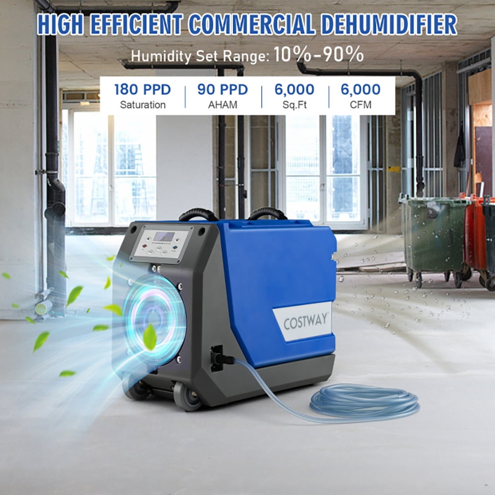 Canddidliike 180 PPD Commercial Dehumidifier with Pump Drain Hose and Wheels-Blue, Dehumidifier for Large Room and Basements