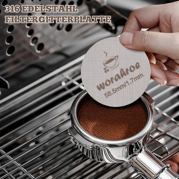Billuyoard Filtro reutilizable de calidad alimentaria, 2 piezas, para expresos, artesanía exquisita y café de alto rendimiento Juegos de servir café y té 58.5 mm, 1.7 mm, 150 um