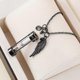 thumbnail image 3 of Cremation Urn Necklace For Ashes Timeless Hourglass Memorial Pendant Keepsake Jewelry For Human Pet Ashes With Angel Wingblack, 3 of 4