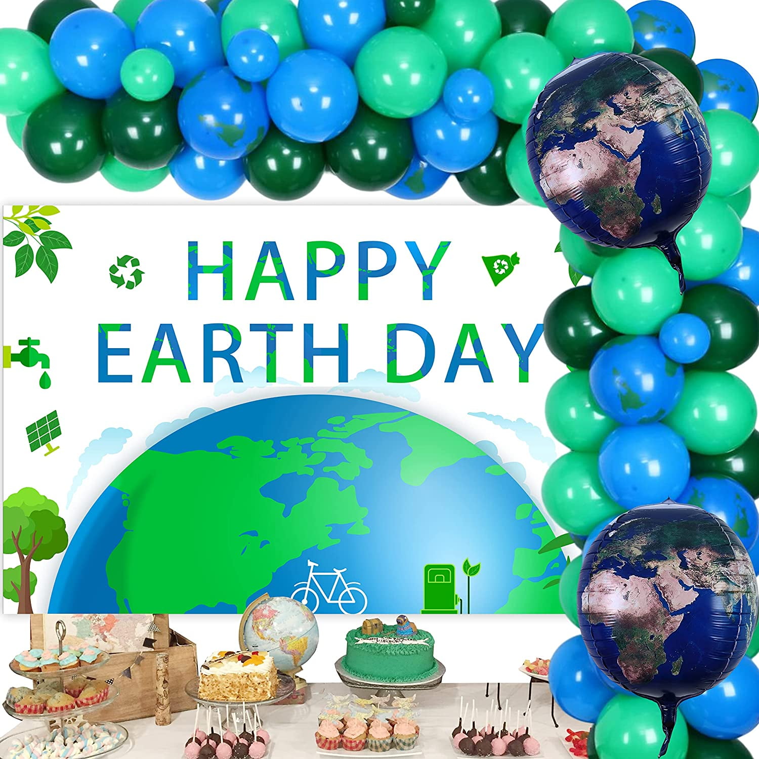 Earth Day Party Decorations, Happy Earth Day Backdrop, Balloon Garland