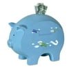 Personalized Blue Piggy Bank -Airplane