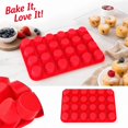 thumbnail image 2 of 24 Cups Silicone Muffin Pan Mini Cupcake Pan, Nonstick Food Grade Silicone Baking Pan 1 Pack (Red), 2 of 3
