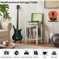 thumbnail image 5 of 2-Tier Bamboo Record Player Stand with Vinyl Record Storage up to 100 Albums, Boho Bedroom Record Holder and Multi-Functional End Table for Living Room, Natural, 5 of 8