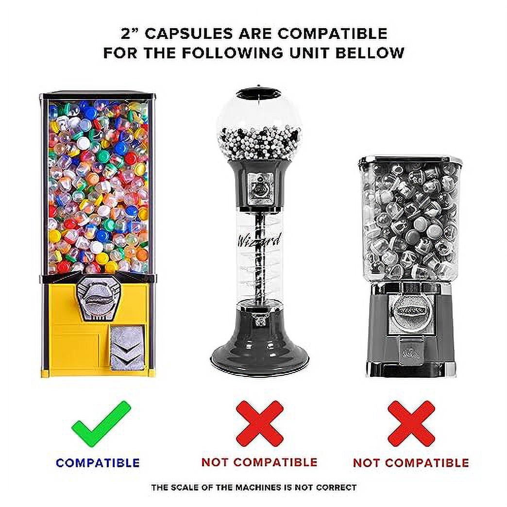Entervending Vending Machine Capsules - 2 Inch Frosty-Clear Acorn Capsules - 50 Pcs Empty Toy Capsules - Orange Plastic Capsules for Toys - 51 mm Prize Machine Capsules - Claw Machine Containers
