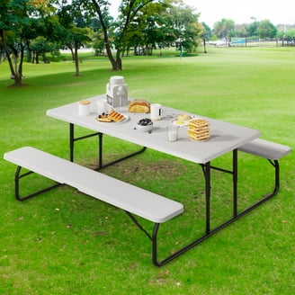 Dextrus 4.5 ft Outdoor Picnic Table Set with Weatherproof Resin