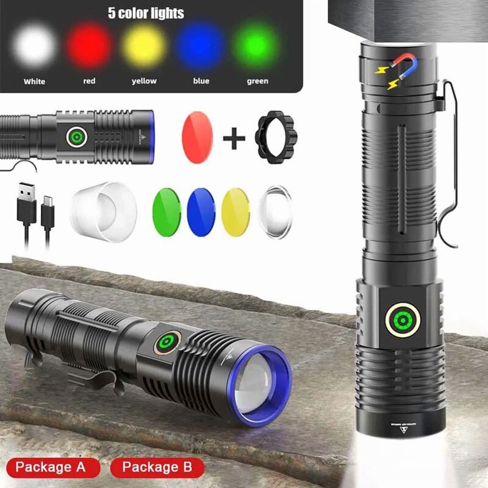 50000000 Lumens Super Bright LED Tactical Flashlight Rechargeable LED Work Light