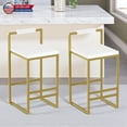thumbnail image 2 of Hassch Set of 2 Upholstered Velvet Counter Height Bar Stools, Armless Design with Soft Cushioned Seat and Reinforced Metal Base, 220lb Capacity (White+Gold), 2 of 8