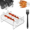 thumbnail image 2 of Friteuse à Air Chaud Accessoires-Air Crémaillère Ensemble de 2 en Acier Inoxydable Multi-Usage Double Couche Rack avec Brochette Rack Polyvalent Compatible avec les Friteuses à Air pour 3.7-4.2 Pintes-avec 4 Brochettes, 2 of 10