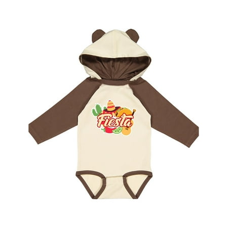 

Inktastic Fiesta with Sombrero Taco Cactus Lime Red Pepper and Guitar in Background Gift Baby Boy or Baby Girl Long Sleeve Bodysuit