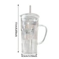 thumbnail image 3 of Ribbed Glass Cups With Lids And Ribbed Glass Cups With Handles Iced Coffee Glassware Transparent Reusable Drinking Utensils With Lids And Suitable For A in A Teacup Cup Acrylic Drinking Glasses with, 3 of 9