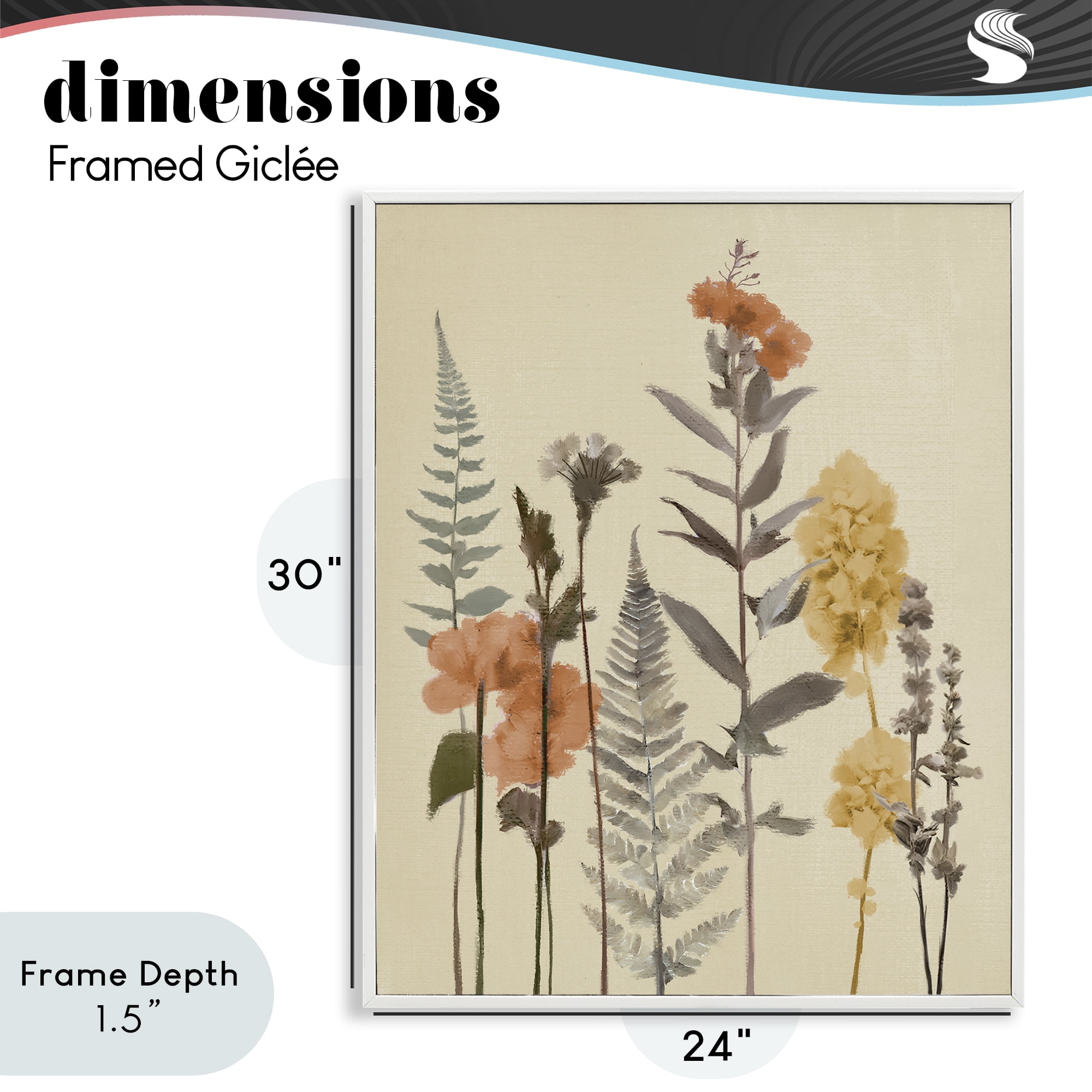 Stupell Industries Fall Botanicals Fresh Ferns White Framed Giclee Art, design by Elizabeth Medley