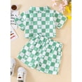 thumbnail image 5 of FEORJGP Toddler Girl Boy Summer Outfits 6M 12M 18M 2T 3T 4T Infant Baby Short Sleeve T-Shirts Checkerboard Print Shirts Lapel Button Down Tops Elasticsual Clothes for Beachwear Daily Holiday, 5 of 7