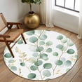 thumbnail image 2 of Round Rugs 5Ft, Eucalyptus Leaves Round Area Rug Washable Indoor Throw Carpet, Green Gold Spring Botanical Branch Soft Non Slip Circle Rug for Cabinet Bathroom Home Decor Aesthetic, 2 of 8
