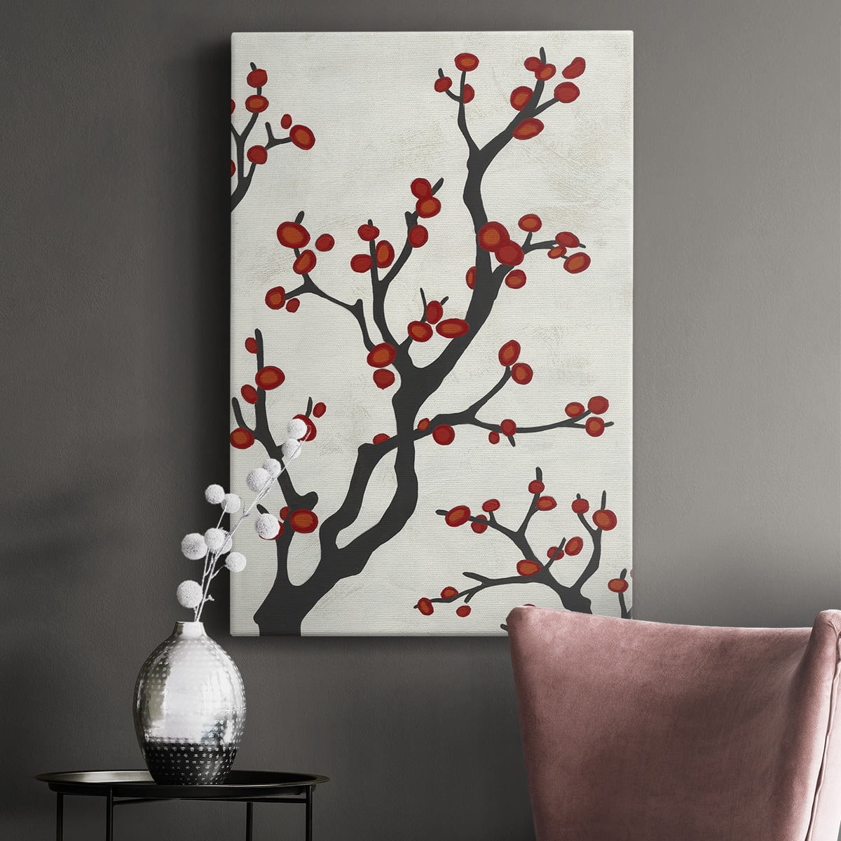 Red Berry Branch I Premium Gallery Wrapped Canvas - Ready to Hang