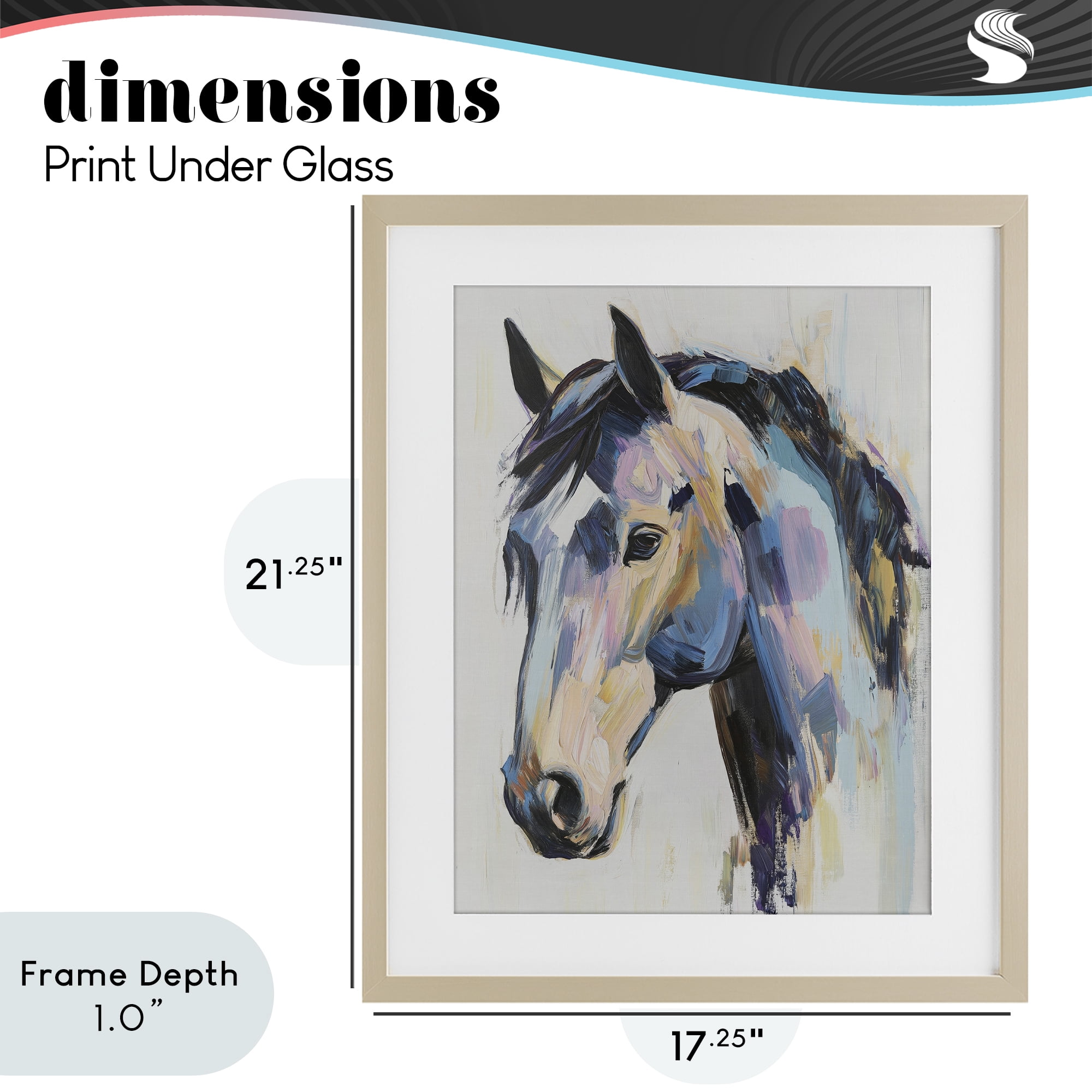 Stupell Industries Chromatic Stallion Abstraction Birch Framed Print Under Glass, design by Svetlana Aleynikova