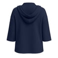 thumbnail image 3 of VSSSJ Women's 3/4 Sleeve Hooded Sweatshirt Loose Fit Batwing Sleeve Ribbed Textured Lightweight Fall Casual Pullover Shirt Tops M, 3 of 8