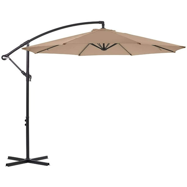 Superjare Offset Patio Umbrella 10ft Hanging Outdoor Market With Crank Lift Cross Base Waterproof Cantilever Canopy Beige Com Superjare Offset Patio Umbrella 10ft, Cantilever Patio Umbrella Cover