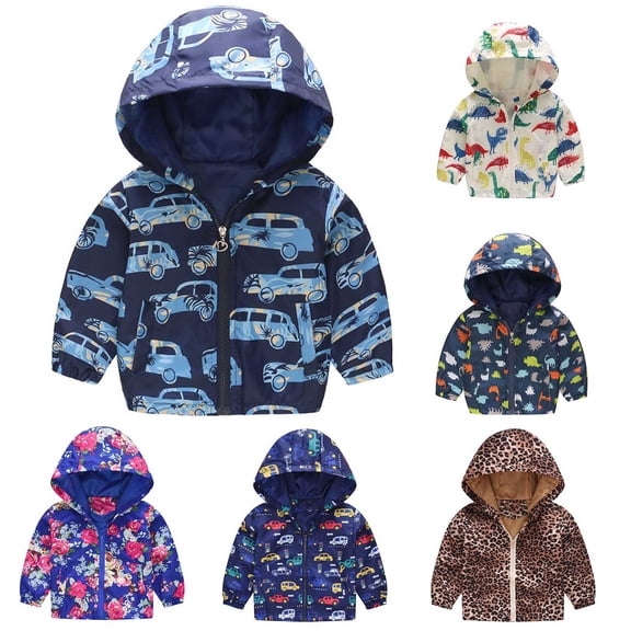 QSXADF Toddler Boys and Girls Hooded Windbreaker Jacket Graphic Regular Outdoor Sport Fall Winter Coat For Children
