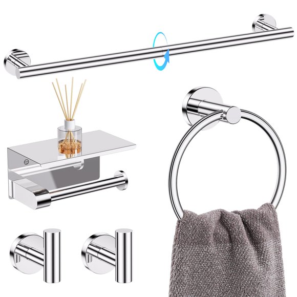Juego de accesorios de baño TQKAG de acero inoxidable cromado pulido